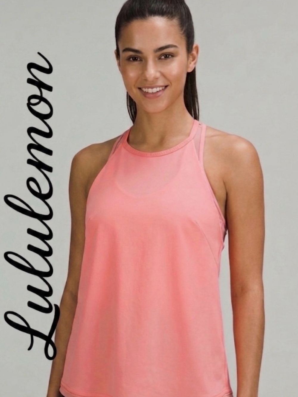 Lululemon High-Neck Halter Tank Top Pink Coral Size Medium